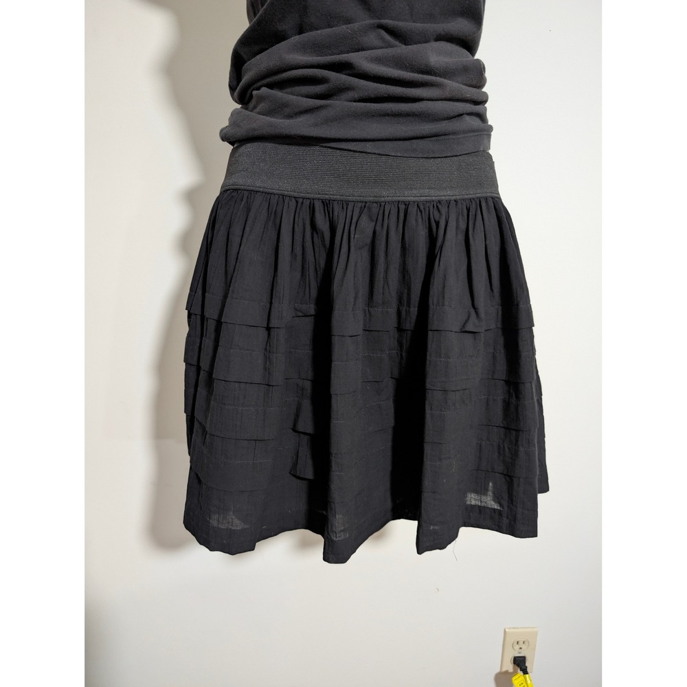 Speechless Black Ruffled Tiered Mini Skirt Elastic Waist Cotton Flare Medium